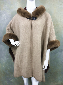 Cape Faux Fur Hood and Arms - Camel