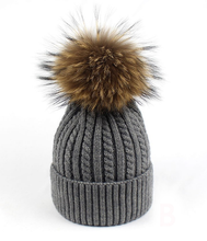 Load image into Gallery viewer, Beanie Spiral Ribbed Pattern Wool Blend with Removable Pom Pom Beige

