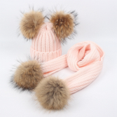 Load image into Gallery viewer, Beanie Child Double Pom Pom Soft Pink

