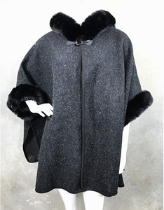 Cape Faux Fur Hood and Arms - Dark grey