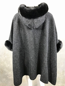 Cape Faux Fur Hood and Arms - Dark grey