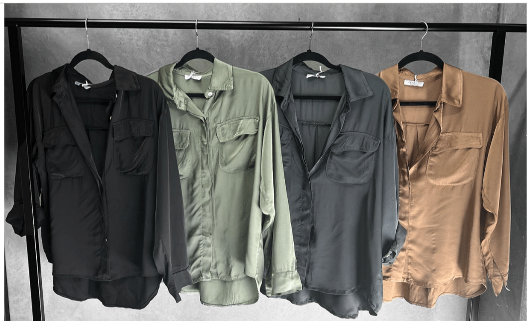 Sorrento Cuff Sleeve, Silky Satine Shirt - Gun Metal Grey (3 piece set available)