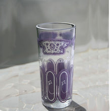 Load image into Gallery viewer, Set 6 - Tall Pale Purple Silver - Painted Moroccan Glass - Feather Design
