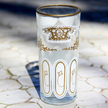 Load image into Gallery viewer, set 6 - Tall White Gold - Tea Glass, Water Glass - Moroccan Painted -  Feather Design
