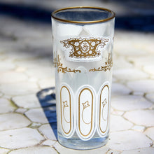 Load image into Gallery viewer, set 6 - Tall White Gold - Tea Glass, Water Glass - Moroccan Painted - Feather Design