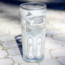 Load image into Gallery viewer, set 6 - Tall White Silver - Tea Glass, Water Glass - Moroccan Painted -  Feather Design
