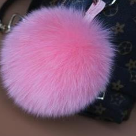 Keyrings - Fluffy Ball Keyring Hot Pink