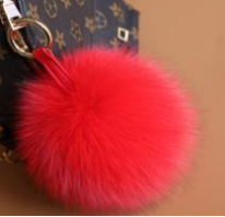 Keyrings - Fluffy Ball Keyring Hot Pink