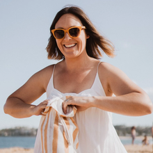 Load image into Gallery viewer, Sunglasses - LILA GRACE IVORY BURNT ORANGE- Brown Graduated Lens and White Maple Arms- Adult