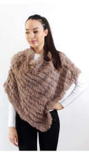Load image into Gallery viewer, Poncho - Rabbit Fur - Black w Snow tips
