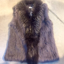 Load image into Gallery viewer, Rabbit Fur vest -with Raccoon Front - Military Green