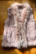 Load image into Gallery viewer, Rabbit Fur vest  -with Raccoon Front  - Soft Pink
