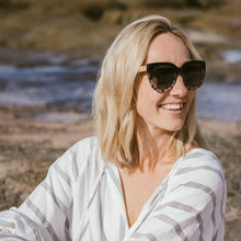 Load image into Gallery viewer, Sunglasses RIVIERA BLACK IVORY TORTOISE - Sustainable Wood Sunglasses with Brown Graduated Polarised Lens and Walnut Arms