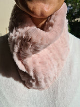 Load image into Gallery viewer, Scarf Luxury Soft Rex Rabbit short scarf with a hook and eye Soft Pink
