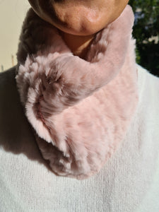 Scarf Luxury Soft Rex Rabbit short scarf with a hook and eye Soft Pink