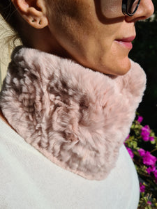 Scarf Luxury Soft Rex Rabbit short scarf with a hook and eye Soft Pink