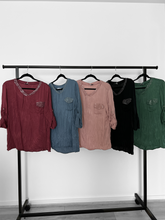 Load image into Gallery viewer, Sienna - Sequin V Neck Crinkle Shirt - Bordeaux