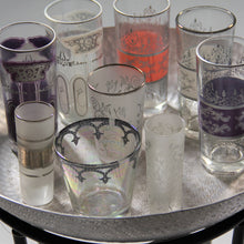 Load image into Gallery viewer, Set 6 - Tall Pale Purple Silver - Painted Moroccan Glass - Feather Design