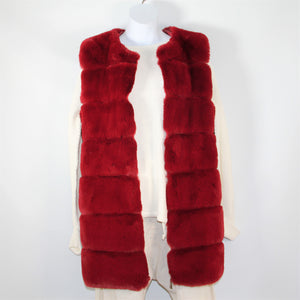 Vest-Faux Fur Long - Red