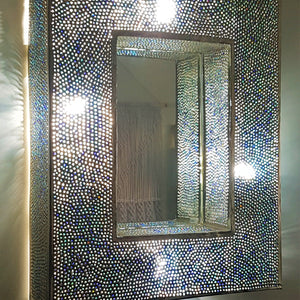 Wall Light - Rectangle with Mirror- Blue Glass stone