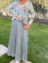 Load image into Gallery viewer, Animale - Suede metalic feel pleated skirt - Silver