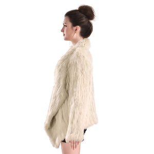 Jacket - Luxury soft rabbit fur - mid long Soft Grey