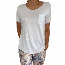 Load image into Gallery viewer, Top-T80690-Latte Tee-Lace Pocket-Metallic Spray Cold Wash Dye-Light Pink