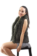 Load image into Gallery viewer, Rabbit Fur vest -with Raccoon Front - White