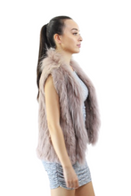 Load image into Gallery viewer, Rabbit Fur vest  -with Raccoon Front  - Military Green
