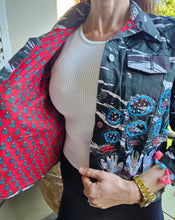 Load image into Gallery viewer, The Crop Blue Cotton Beaded Jacket
