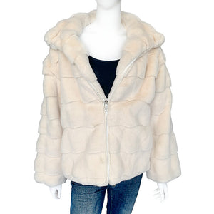 Jacket - Faux Rabbit Fur, Soft Charcole Luxurious