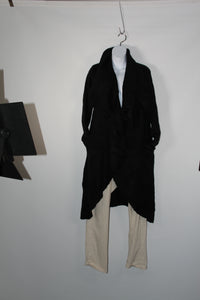 Cardigan- Knit - V neck with wrap over shoulder - Black