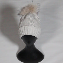Load image into Gallery viewer, Beanie Stitched Cable Pattern- Soft Wool Blend with removable Pom Pom- Soft Brown
