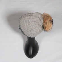 Load image into Gallery viewer, Beanie Soft Wool Blend Cable knit-Removable Pom Pom-Grey
