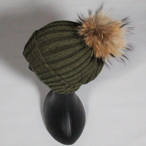 Beanie Soft Wool Blend Relaxed-Removable Pom Pom- Sand