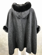 Load image into Gallery viewer, Cape Faux Fur Hood and Arms - Navy
