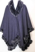 Load image into Gallery viewer, Cape - Faux Fur- Navy
