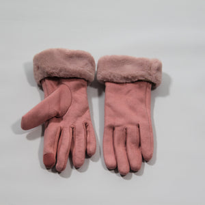 Glove - Faux Fur Vegan Suede - Soft Pink