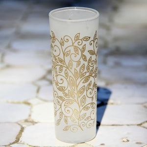 Set 6 - Shot Glass - Gold Frost - Flower Pattern