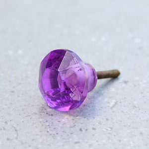 Diamond Glass - Purple 2cm - Door Drawer Knob