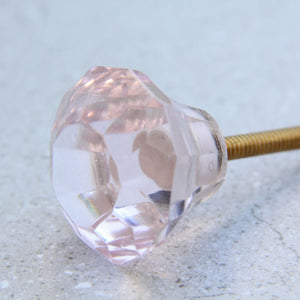 Diamond Glass - Pale Pink 3cm - Door Drawer Knob