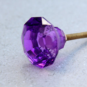 Diamond Glass - Purple 3cm - Door Drawer Knob