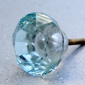 Diamond Glass - Aqua 5cm - Door Drawer Knob