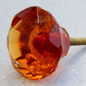 Diamond Glass - Amber 5cm - Door Drawer Knob