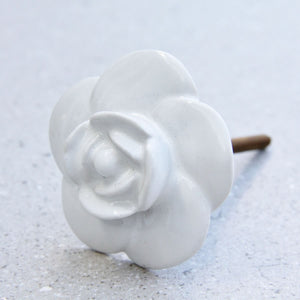 Large Flower - Ceramic White - Door Draw Knob