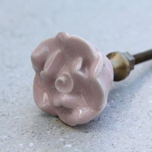 French Rose - Small Pale Pink Ceramic - Bedroom Drawer Door  Knob