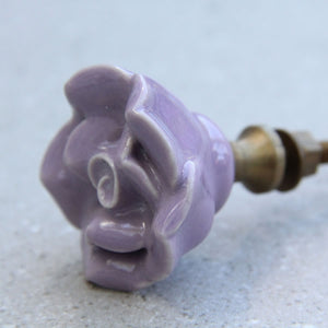 French Rose - Small Pale Purple Ceramic - Wardrobe Drawer Fittings