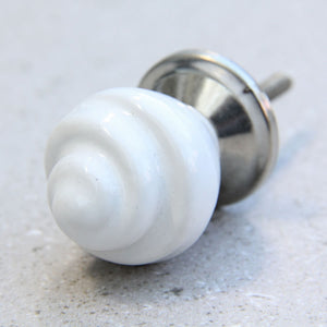 Shell Shape - White Ceramic -  Bathroom Door Drawer Knob