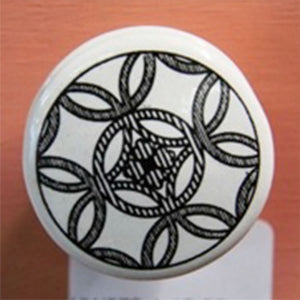 Geometric White with Black - Ceramic - Door Drawer Knob