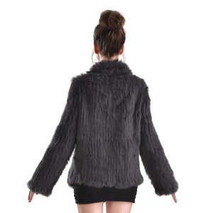 jacket - Luxury soft rabbit fur - mid long Black